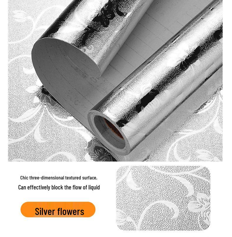 Fireproof, Waterproof, Oil-Resistant Self-Adhesive Aluminum Foil Wallpaper