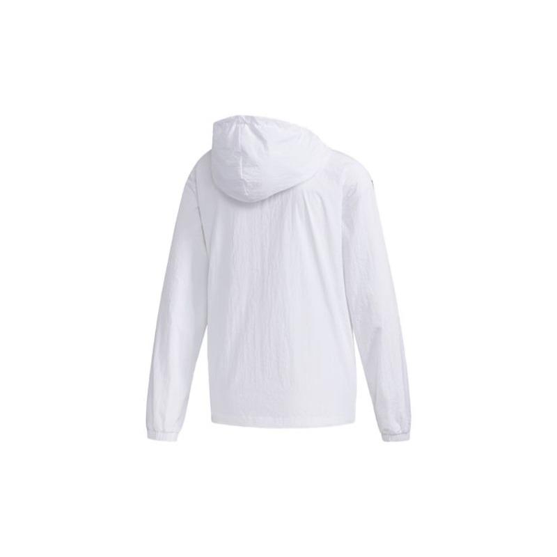 adidas Chaqueta con Capucha y Cordón de Ajuste con Estampado de Letras de Tres Rayas Neo para Mujer Chaquetas Blanco FP7472