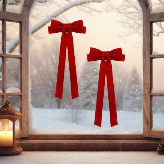 Christmas Red Bow Curtain Tie Backs Velvet Bowknot Curtain Buckle Burgundy Red Curtain Holder Back Fastener for Xmas Wedding Birthday Party Home Hotel