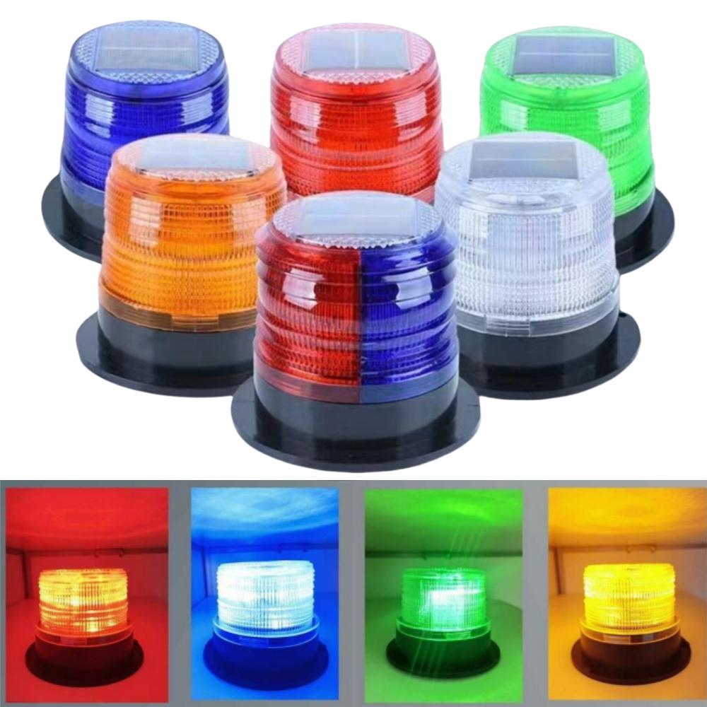 Solar LED Strobe Warning Light Police Flasher LED Stroboscopes Solar Powered Rescue Car Emergency Roof Lights with Magnet Base