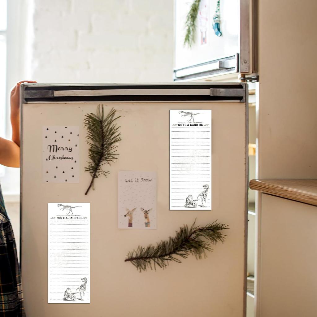 4 Pack 200 Sheets Dinosaur Magnetic Refrigerator Notepads Shopping and to Do List Notepads Fridge Grocery Kitchen Shopping 8. 5 x 3. 5 Inches