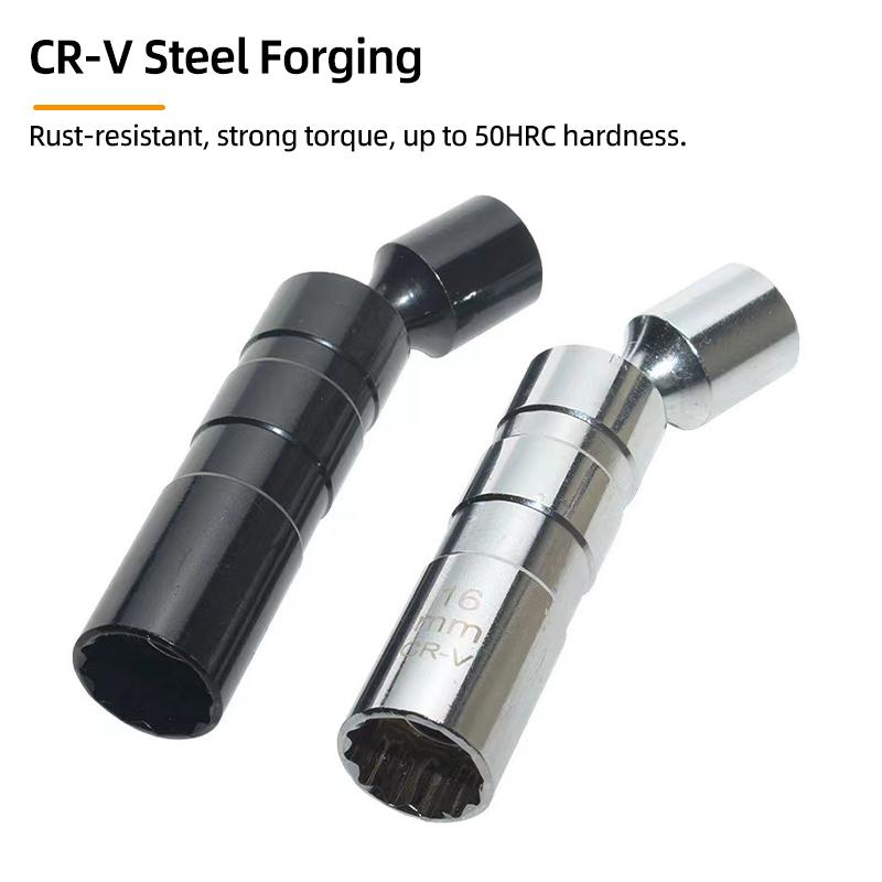 Universal Spark Plug Socket Wrench Adapter Magnetic 3/8" Drive 12 Angle Spark Plug Removal 14mm 16mm Car Repair Removal Tool
