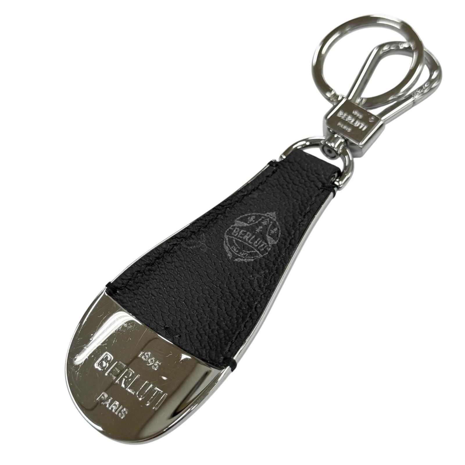 Great BERLUTI Shoehorn Keyring Leather Combination Silver leather mens Used