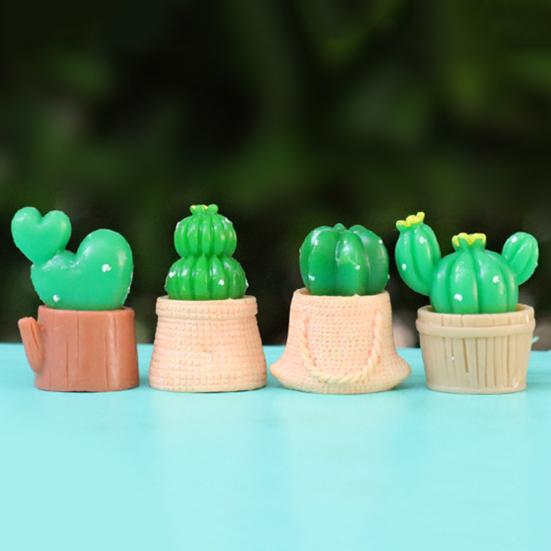 Mini Artificial Cactus Plants in Pot Miniature Potted Green Cactus Figurine for DIY Micro Landscape Fairy Garden Accessories Plant Pots Bonsai Crafts