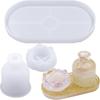 Lotus Striped Vase Tray Silicone Mold Set Diy Epoxy Resin Plaster Mold For Flower Arrangement Aroma Clay Craft Home Decoration