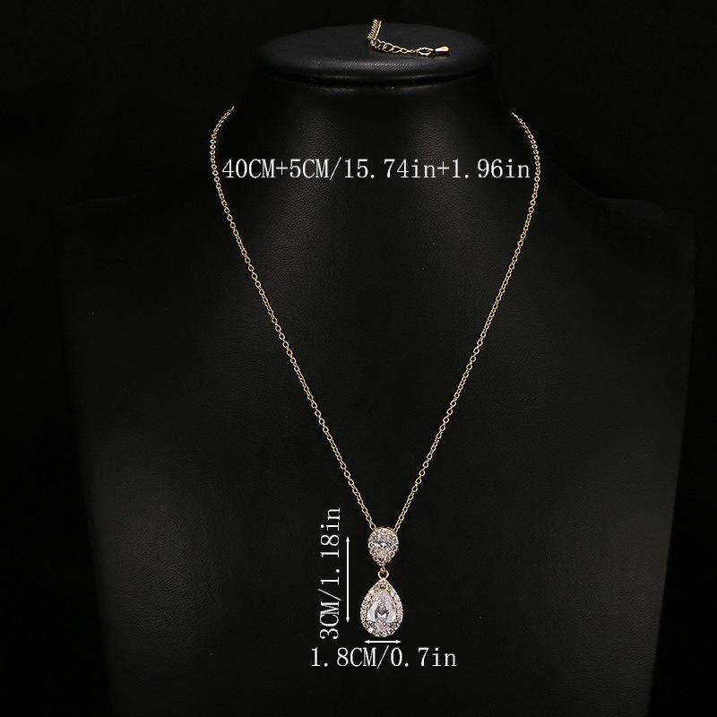 Retro Luxury Water Drop Pendant Necklace with Zircon Inlay - Classic Versatile Design