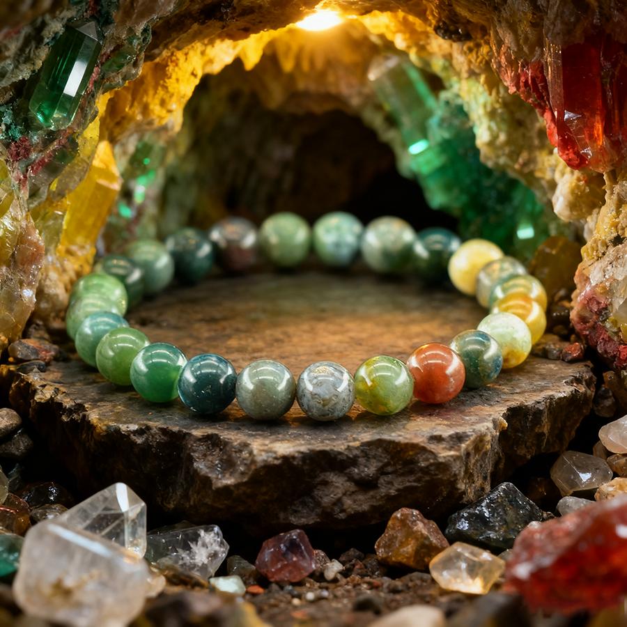 Pulsera Original de Ágata Árbol para Mujer Piedra Natural Cristal Curativo Espiritual Yoga Meditación Mejorar la Función Capilar Joyería