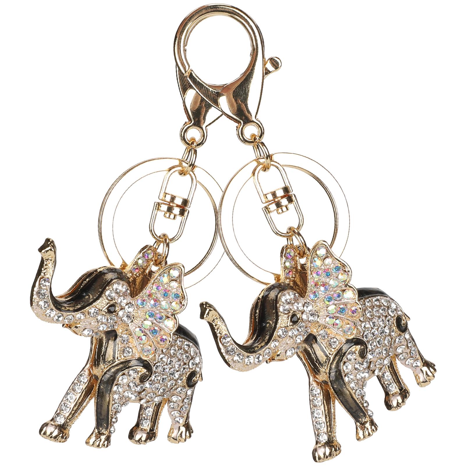 

2Pcs Keychain Elephant Pendants for Car Fashion Bag Decoration Key Chain Accessories