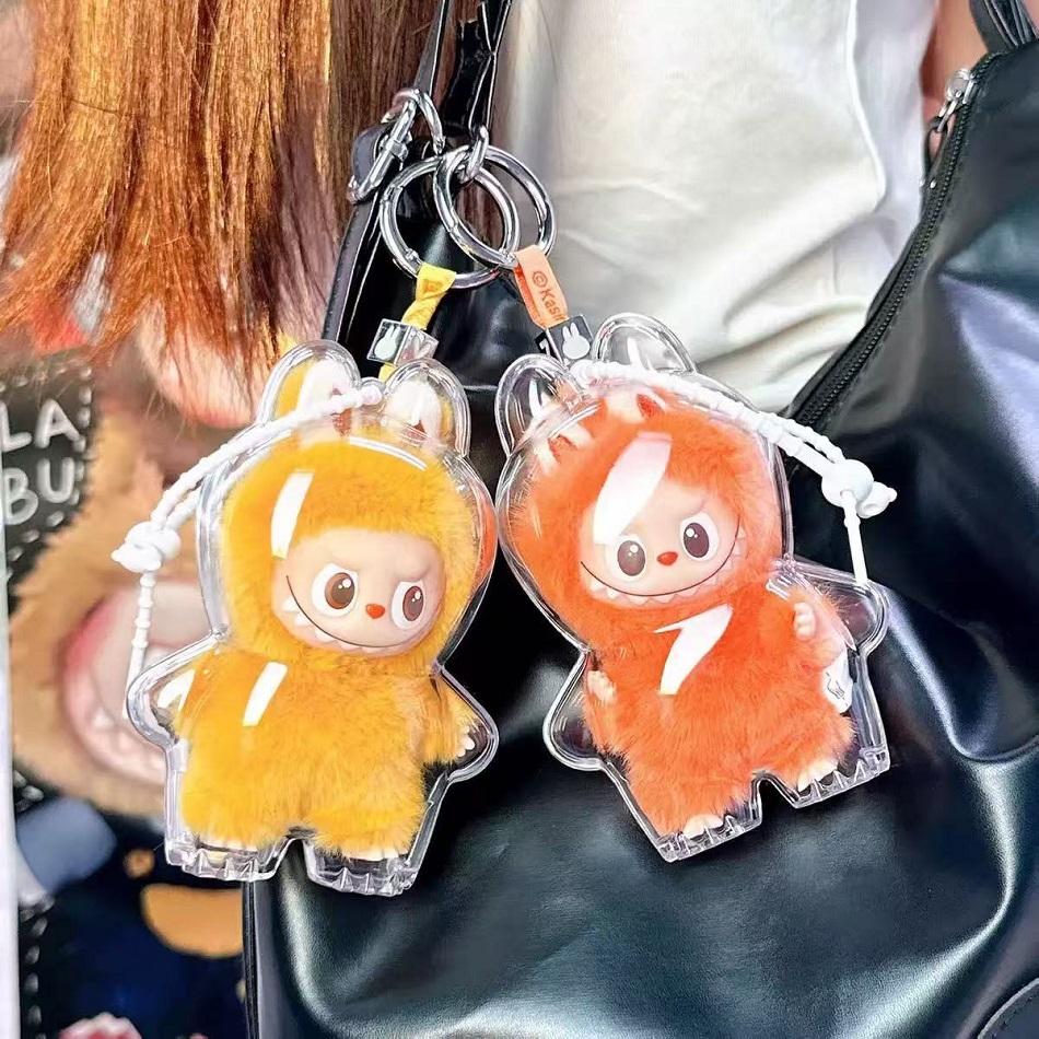 Labubu 4.0 Pin için Şeffaf Koruyucu Kılıf Aşk Serisi Peluş Bebek Toz Kılıfı LABUBU Bebek Aksesuarları İçin Saklama Kutusu