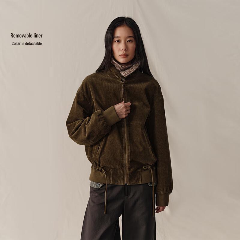 GREEN BELT Women's Corduroy Detachable Collar Jacket