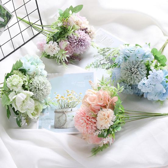 1/5/6Pcs Artificial Rose Bouquet 7 Fork Fake Silk Flower with Green Leaves Home Wedding Party Table Centerpiece Indoor Outdoor Faux Bloom Decoration