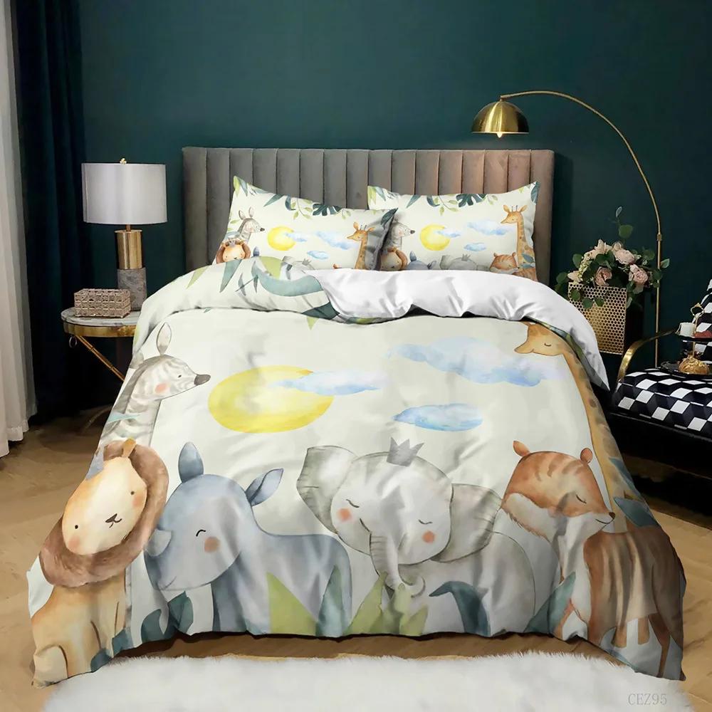 Forest Animal Combination Soft Duvet Cover Set Print Bear/Fox/Owl/Hedgehog/ Fawn/ Hamster/Snail Warm Comforter Set Cover Bedrom Bedset 3d