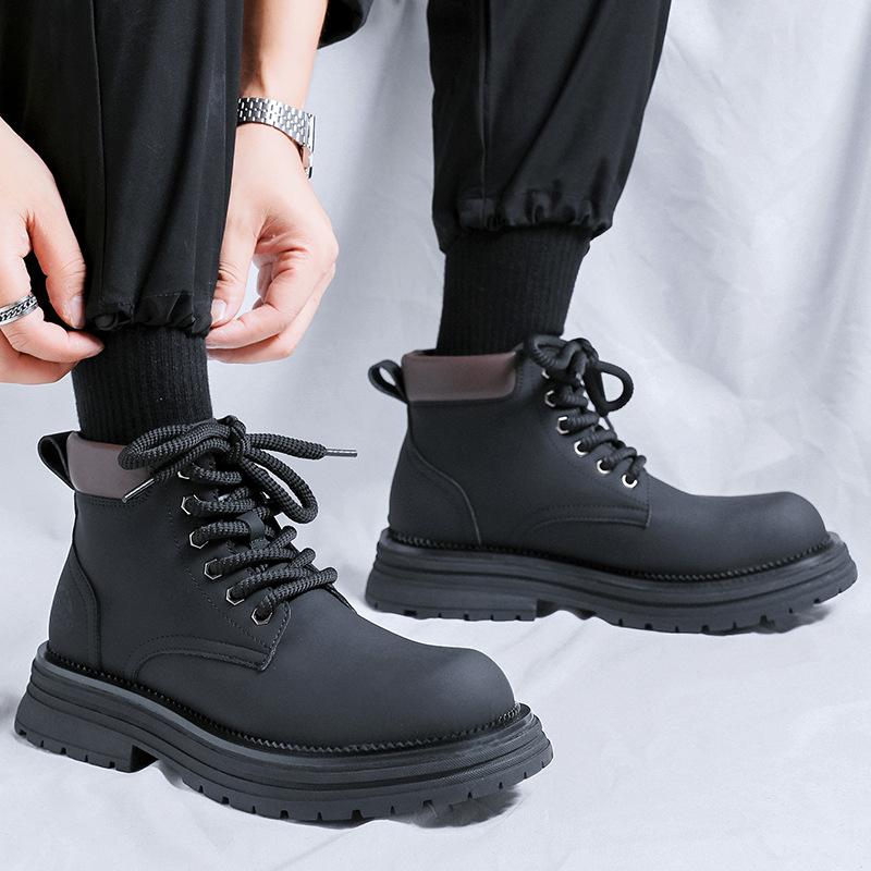 Rhubarb Boots 2024 Spring and Autumn British High Top Men's Boots Desert Tooling Short Boots Locomotive Martin Boots 1681-R