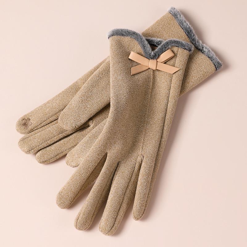 

Warm gloves cute fleece thickened cold-proof outdoor cycling driving women German fleece autumn and winter gloves One Size