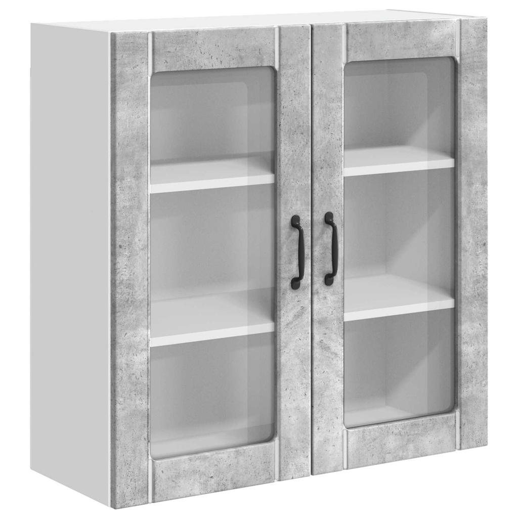 Wall Mounted Glass Cabinet LUCCA Concrete Grey 80 x 31 x 80 cm Particleboard