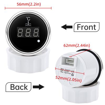 0~120 Celsuis Water Temperature Gauge 52MM Auto Water Temp Meter Car Waterproof Thermometer Indicator with 1/8 NPT Water Sensor