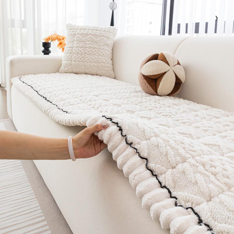 

Утолщенный плюшевый чехол-полотенце для дивана, простой защитник мебели, универсальное нескользящее моющееся одеяло для дивана для гостиной, fundas sofa 70x70cm белый