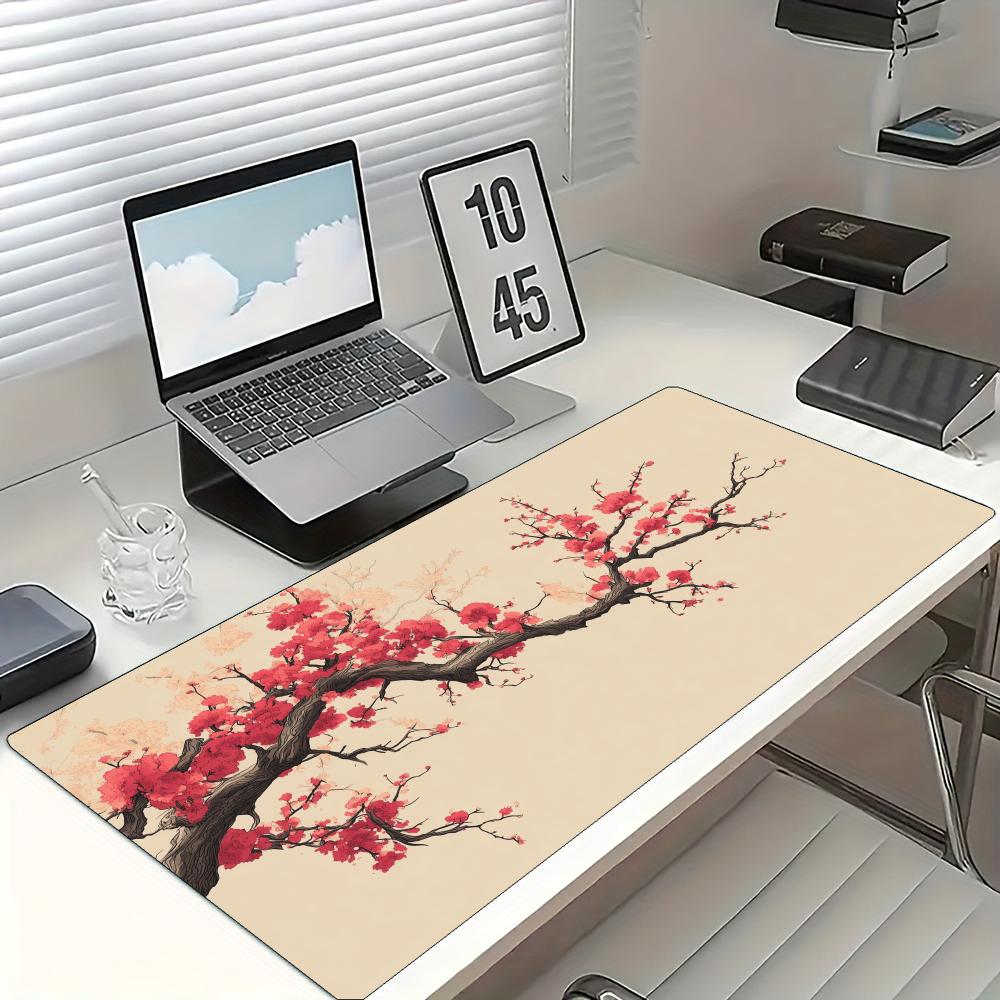 Japan style Red Plum Pattern Mouse Pad Large Rubber Anti-slip PC Desk Accessories Mousepad for Office & Gamer Keyboard Decor Mat