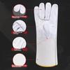Leather Welding Gloves 1 Pair, Soft Leather Heat-Resistant Wear-Resistant Welding Protective Work Gloves with Extended Canvas Cuffs [Genuine Product]