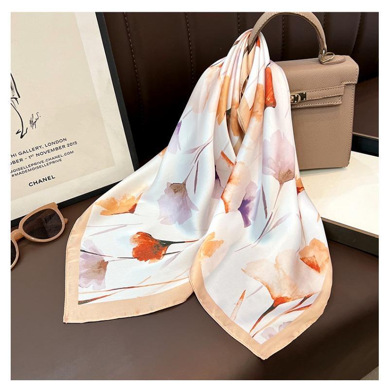Women S Floral Print Square Scarf Spring Summer Decorative Neck Scarf Elegant Luxury Lightweight