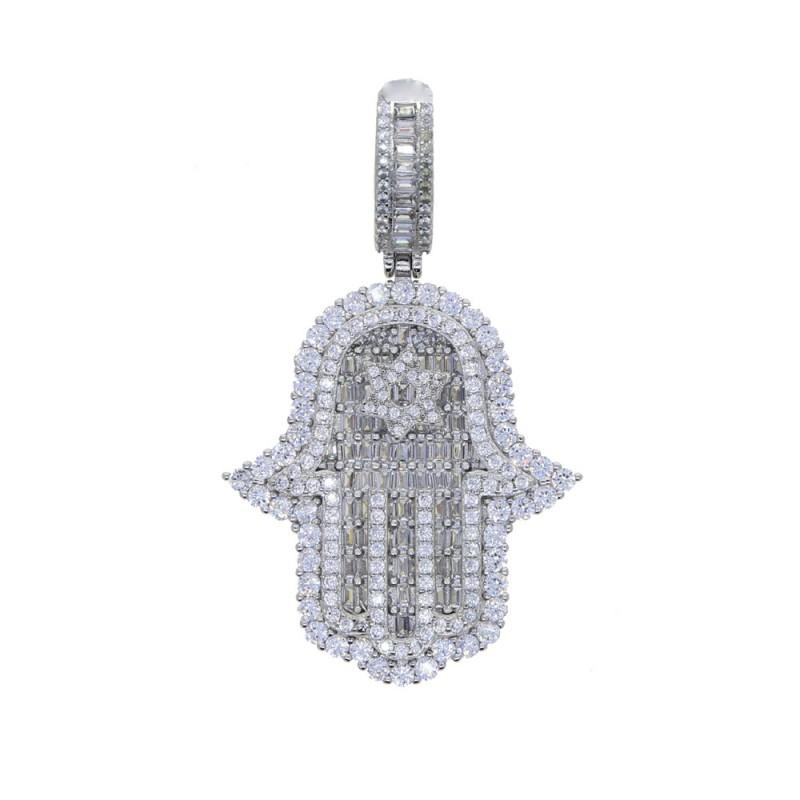 Hip Hop Star Pendant Necklace With Zirconia Crystals Gold Or Tone Chain Men