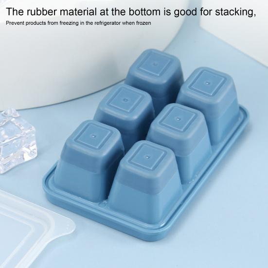 1 Set Ice Tray Mold with Lid 6 Grids DIY Making Ice Cube Tray Box Silicone Mold Kitchen Tools
