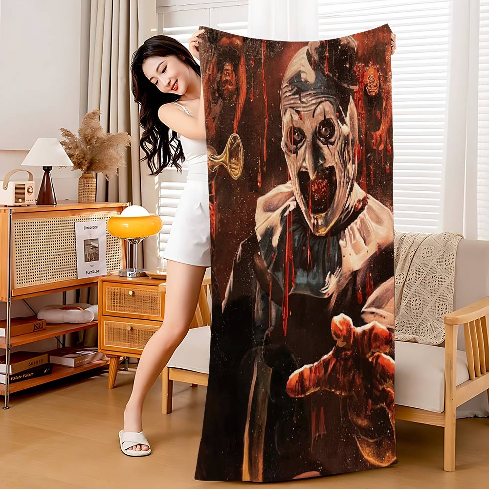 Horror Movie Terrifiers Microfiber Printed Beach Towel Mountain Climbing Yoga Beach Swimming Running Absorbent Soft Towel