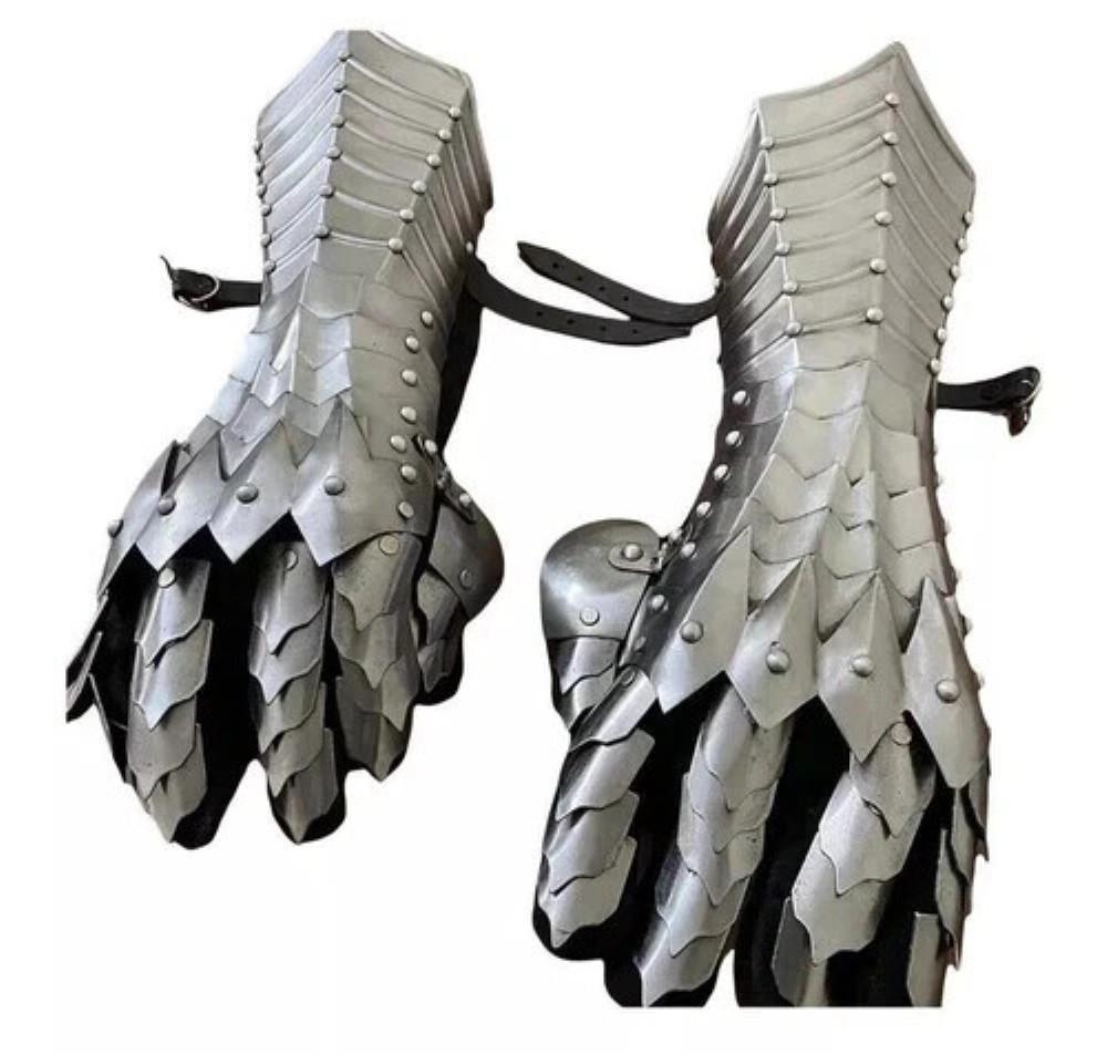 Šarvai Viduramžių Plieninės Pirštinės Vėlyvosios Gotikos Riterio Pirštinės