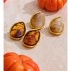 Yhpup Fashion Stainless Steel Resin Acrylic Geometric Stud Earrings Anti Allergic Golden Plated Arrivals Jewelry Amber Beige
