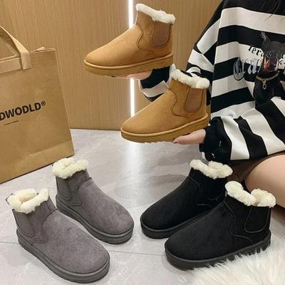 2024 Winterstiefel Damen Neu Gummi dünnsohlige Stiefeletten für Outdoor Erhöhter Komfort Warm Walking Baumwollschuhe Mode