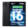 Android 16 Gemini KI Groß PD18W Widevine L1 Kabellos Gesichtserkennung FM-Radio 10-Zoll-Tablet, Wi-Fi-Modell, 24 GB + 128 GB + 1 TB Erweiterung, Bildschirm, Leichtgewicht,