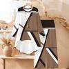 Marble Print Two Piece Outfit Women Long Sleeve Irregular Hem Tunic Top Wide Leg Pants Casual Matching Set
