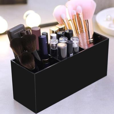 Brush Organizer Space Saving Multi-Functional Plastic Three-compartment  Makeup Brushes Holder for Bedroom