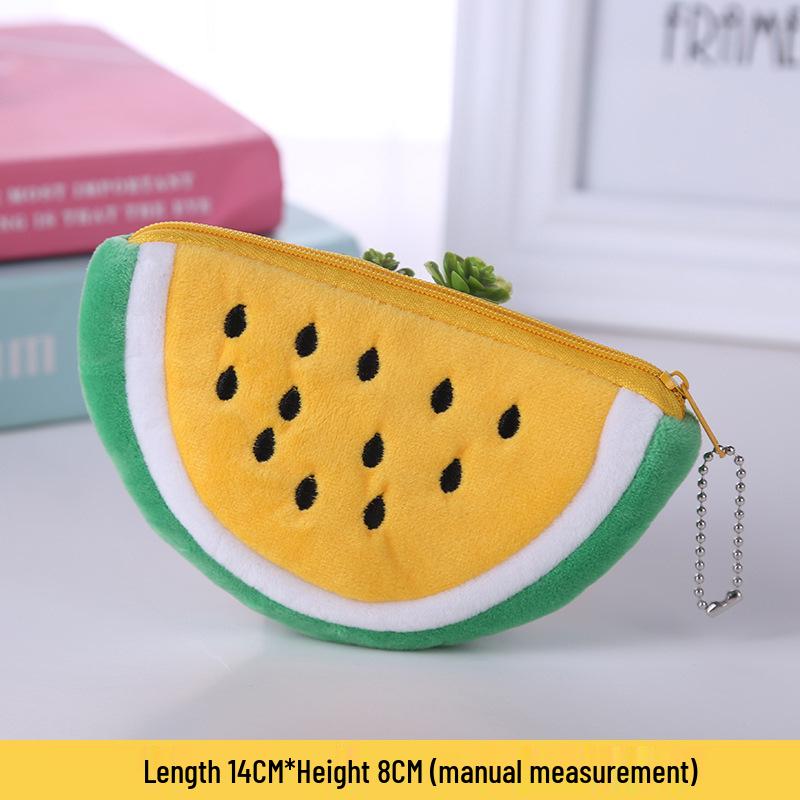 Koreaanse Cartoon Pluche Portemonneetje Sleutelhanger - Schattig Mini Watermeloen & Ananas Ontwerp