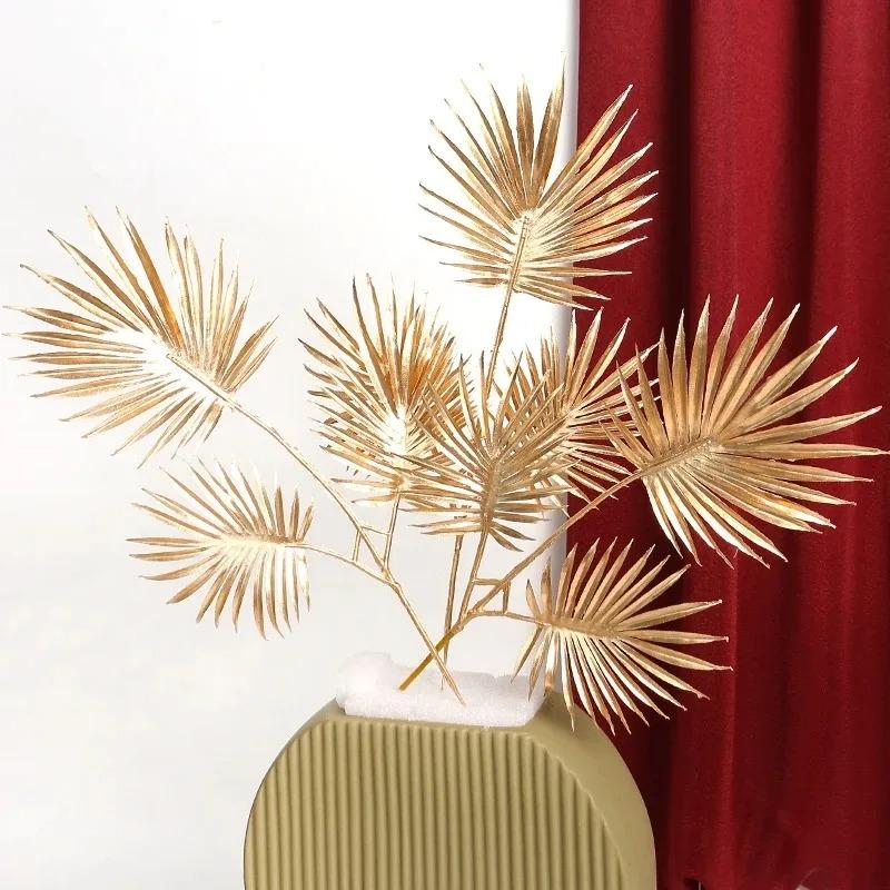 1/3/5Pcs Maple Leaves Gold Artificial Flowers Eucalyptus Home Decoration Outdoor Party DIY Tree Branch Accessories Wedding Decor