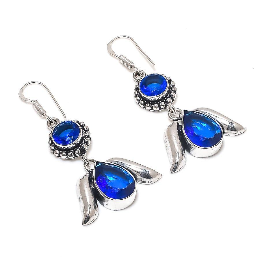 

Natural London Blue Topaz Gemstone 925 Sterling Silver Earring 2.05 d0z05