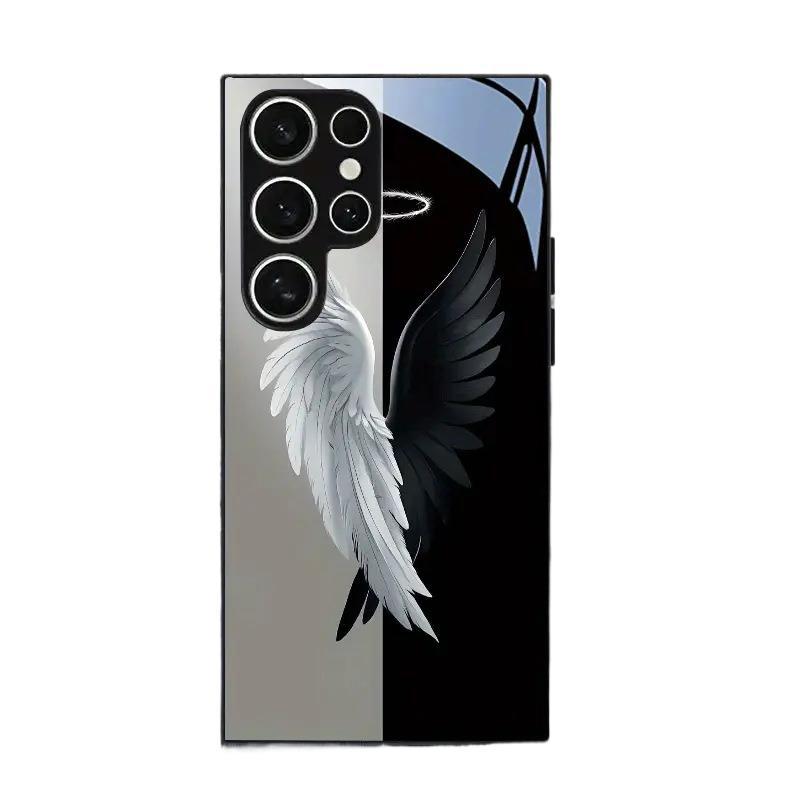 Men's new European and American dark angel wings Samsung s25ultra mobile phone case S23 plus glass case