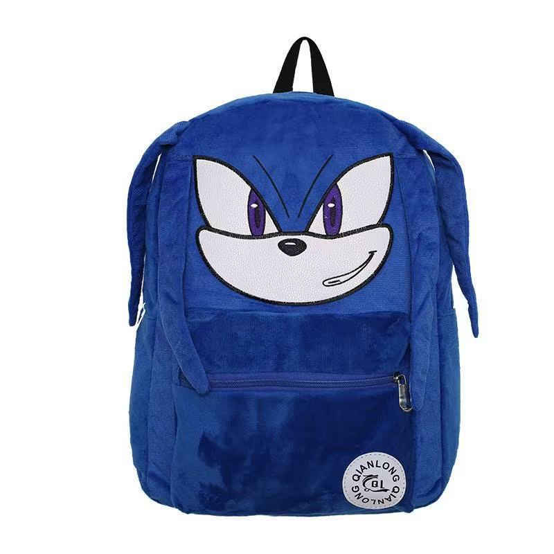 

Sonic The Hedgehog Cartoon Plush Backpack For Students With Spacious Storage For Daily Use синій