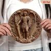 Metal Poster Archangel Michael Sword Armor Round 8x8 Inch Home Wall Art