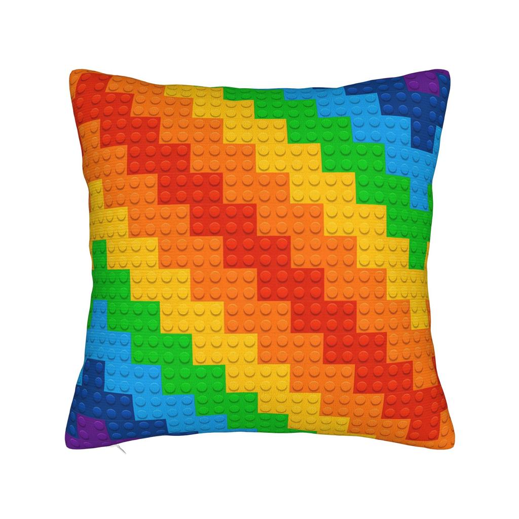Rainbow Building Blocks Pattern Pillow Cover Soft Cushion Cover Morden Pillow Case For Living Room Bed Chair