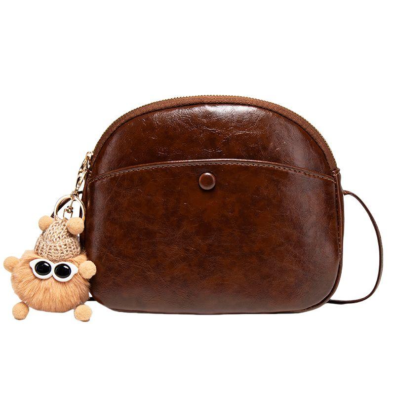 

Mach & Kili Mk Усовершенствованная сумка-ракушка в западном стиле, коричневая, из мягкой кожи, женская, универсальная, простая на плечо, сумка через плечо Brown