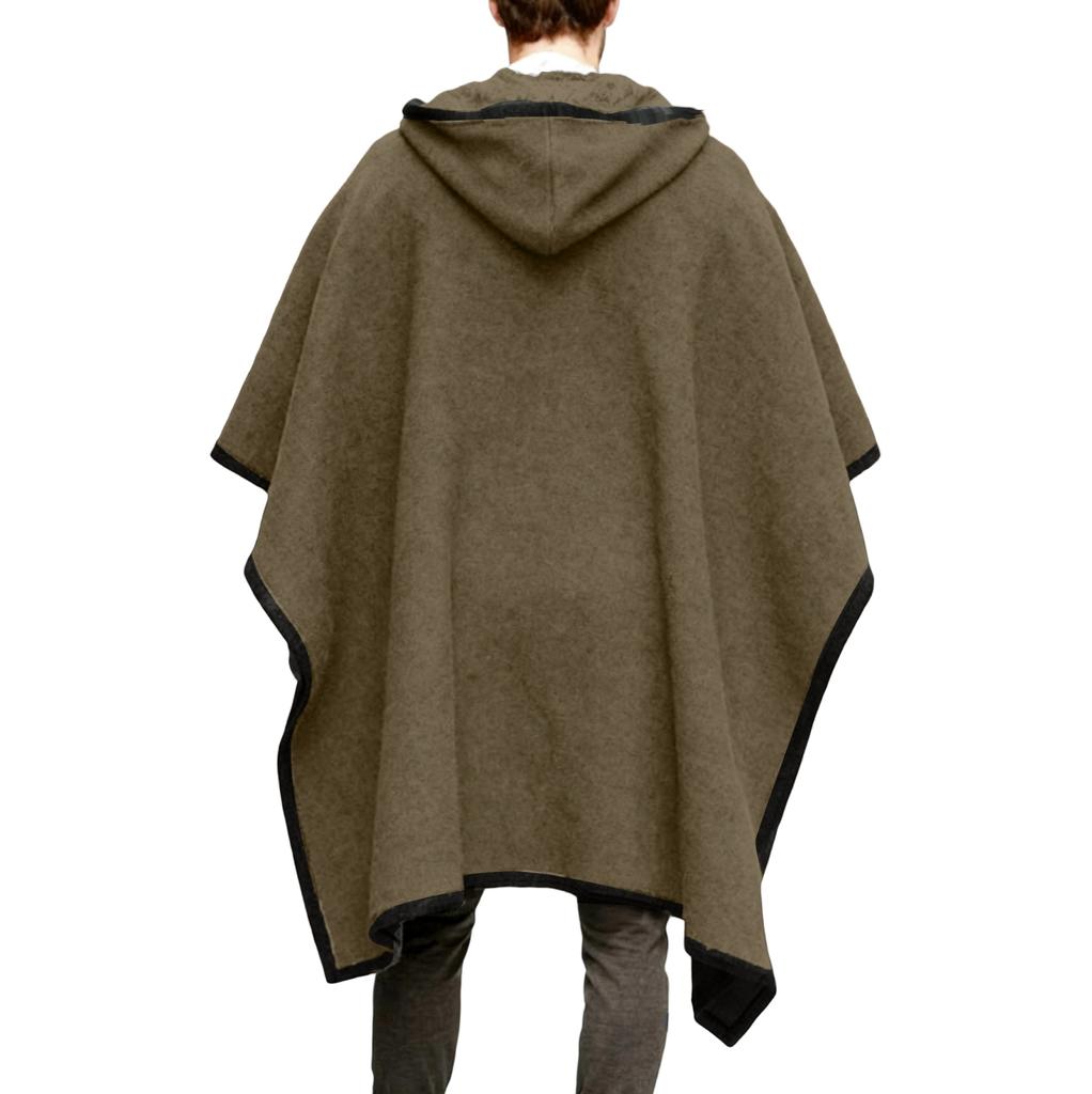 Herren Lässiger und Modischer Kontrastfarbiger Umhang Schal Pullover Cape Kapuzenwollmantel