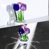 Faux Crystal Tulip Figurine Collectible Clear Tulip Flower Ornament Glass Flower Bouquet Gifts for Valentine's Day Birthday Women Girlfriend Wife