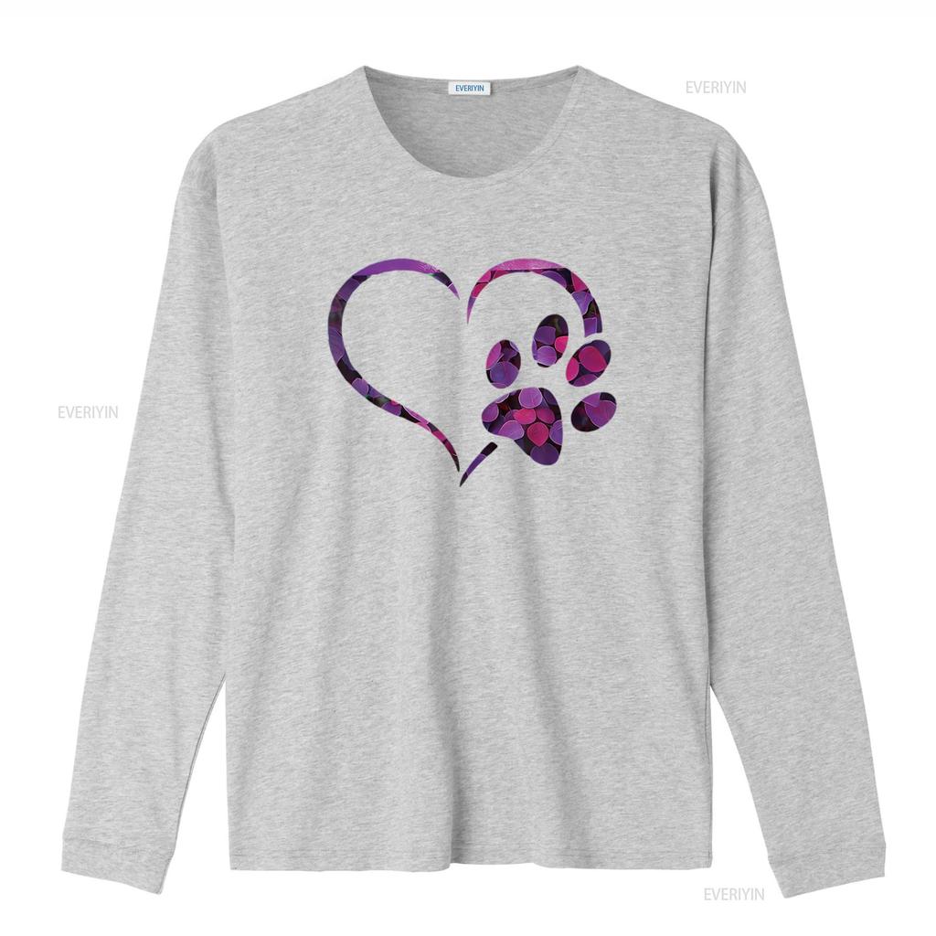 Floral Violet Purple Dog Cat Paw Print Heart Puppy Women S T Shirt with Personality Cute Tops for Vintage Washed