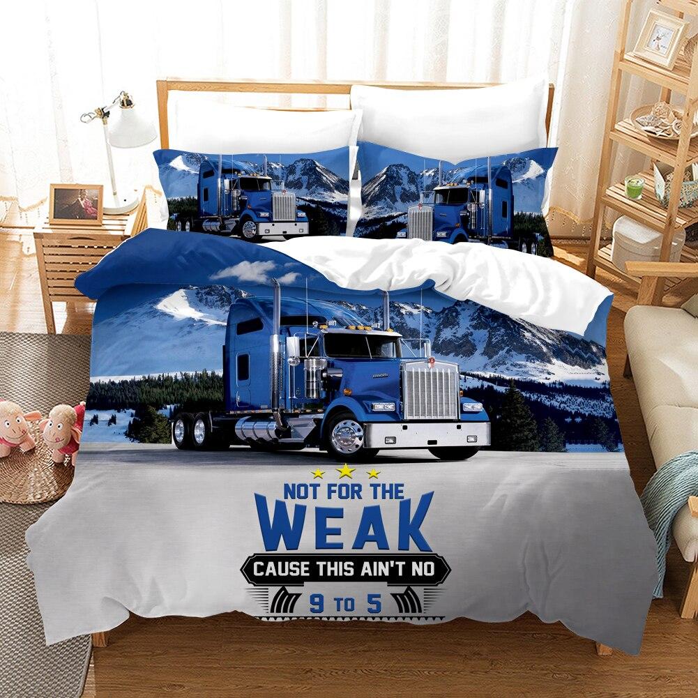 Truck Pattern Duvet/Quilt Cover with Pillowcase Bedding Set Full Size Queen King Bed for Bedroom Decor