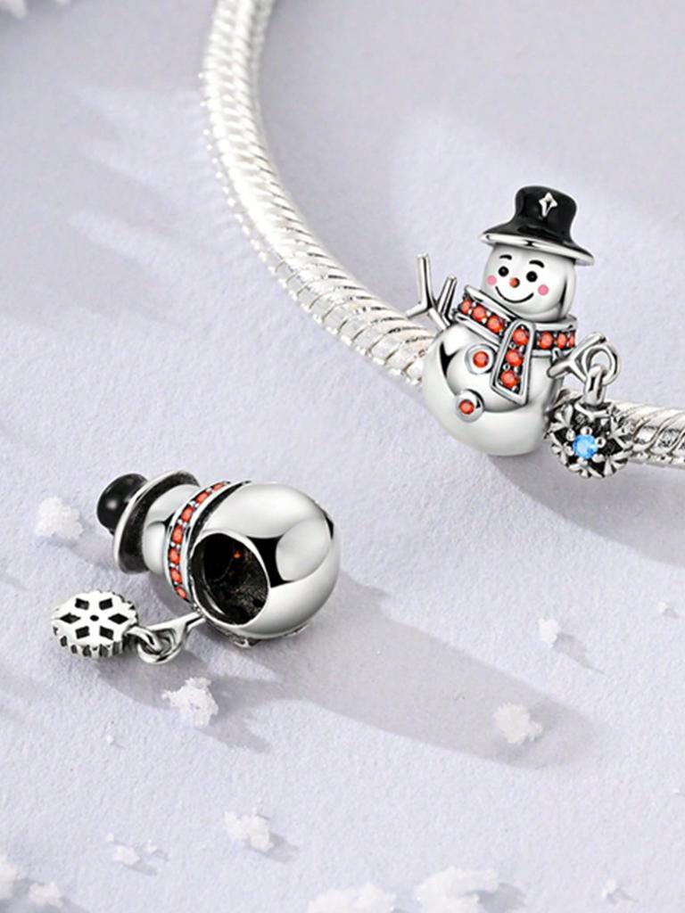 Charms Plata Copper Colors Christmas Gift Snowman Beads Charm Pendant For Original Bracelet For Women Diy Jewelry Love Gift
