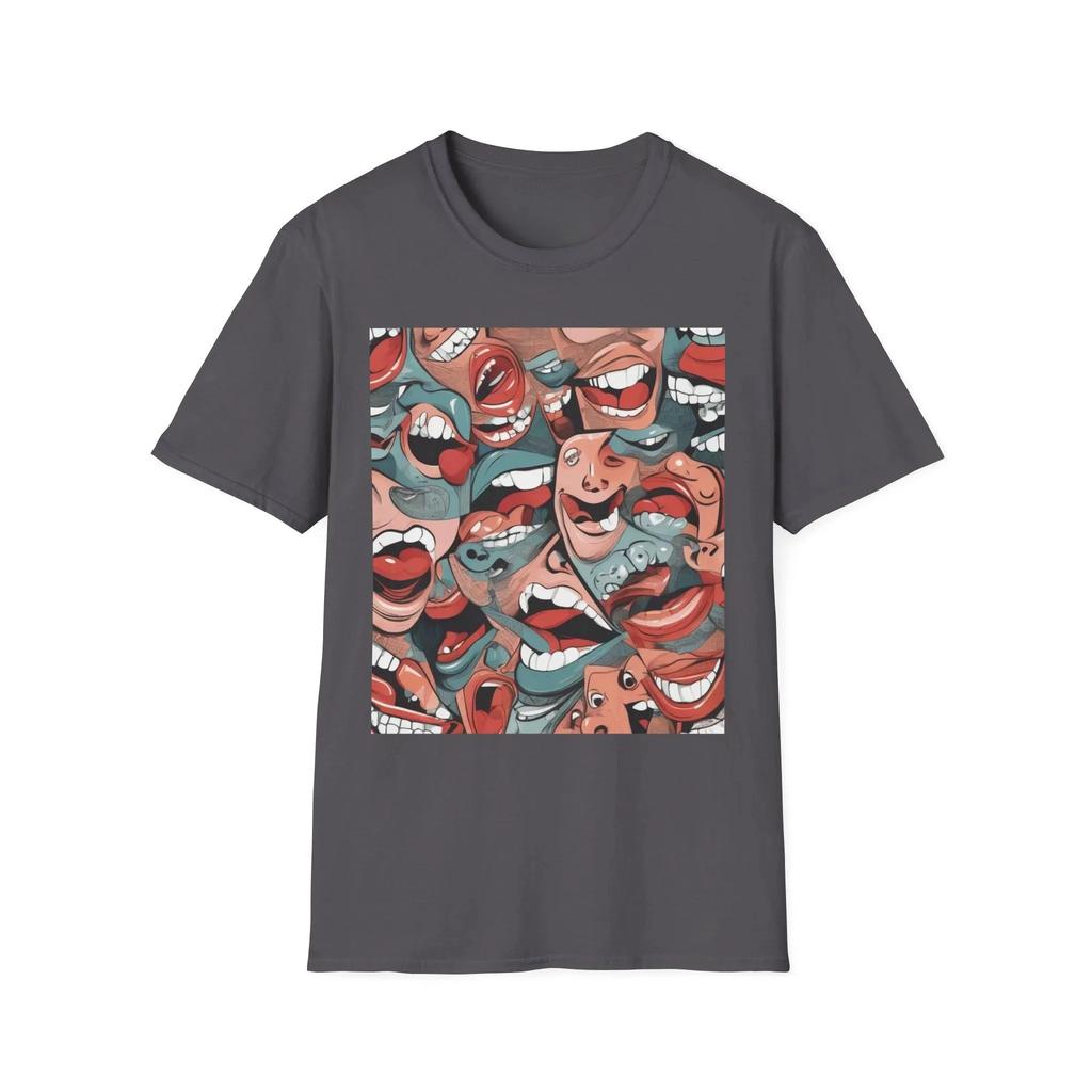 Men's Soft and Breathable Cotton T-shirt Graphic Mouth Unisex Casual Crew Neck Short Sleeve Streetwear Oversized