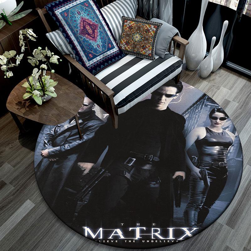 Matrix Poster pattern round rug,Carpet Rug for Living Room Bedroom Playroom ,Non-slip Floor Mat,Holiday Gifts and Birthday Gifts.