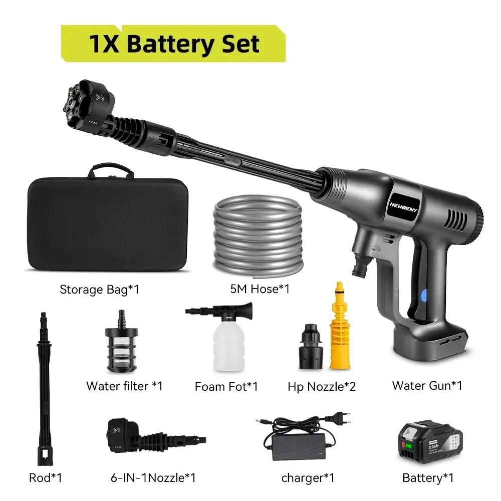 200Bar Cordless Car Cleaning Machine 3 Gear Adjustable Garden Irrigation Power Tool Brushless Electric High Pressure Washer