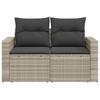 Vidaxl Garden Sofa With Cushions, 2-Seater, Light Grey, Poly Rattan